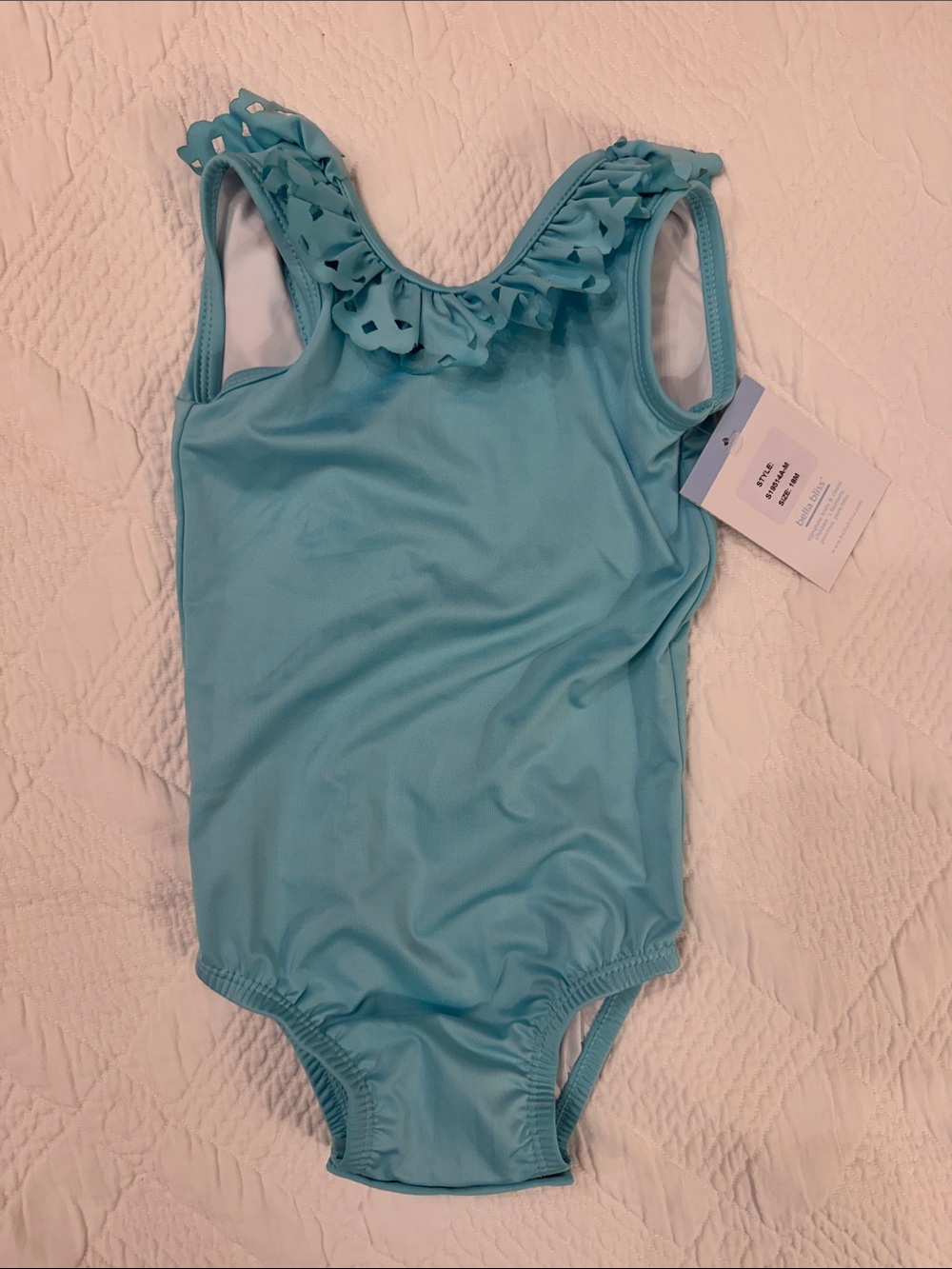 Bella Bliss Aqua Ruffle One-Piece Swimsuit 18 month